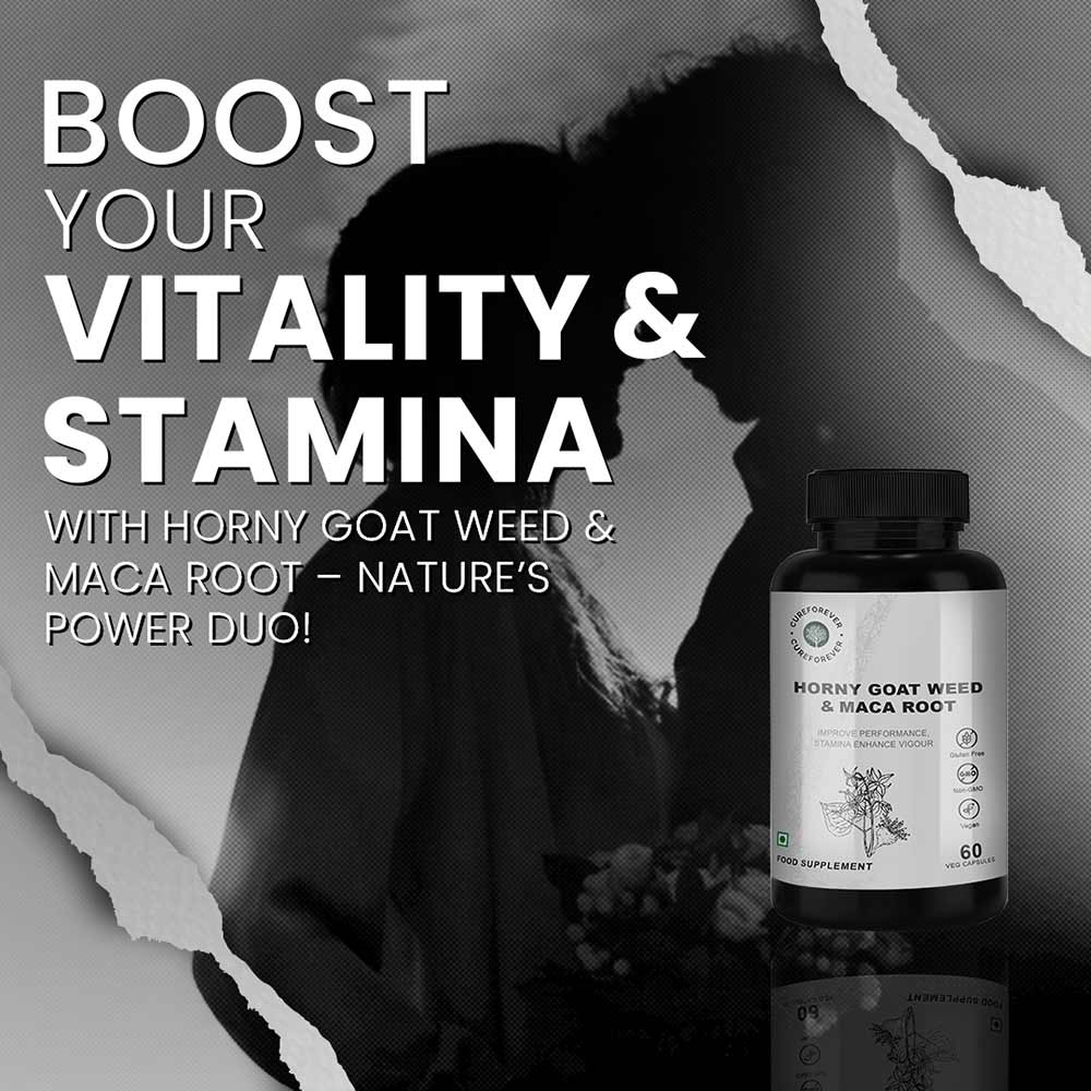 4 - CUREFOREVER Horny Goat Weed & Maca Root with Safed Musli,  60 veggie capsule(s) 