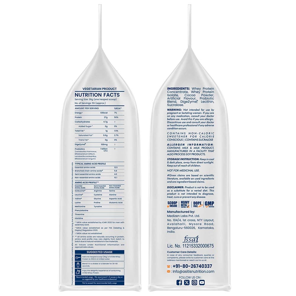 4 - AS-IT-IS Nutrition ATOM Whey Protein with Enzymes,  4.4 lb  Double Rich Chocolate 