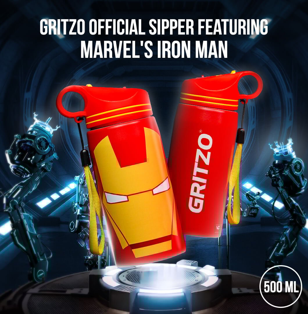 4 - Gritzo Ironman Sipper,  Red  500 ml