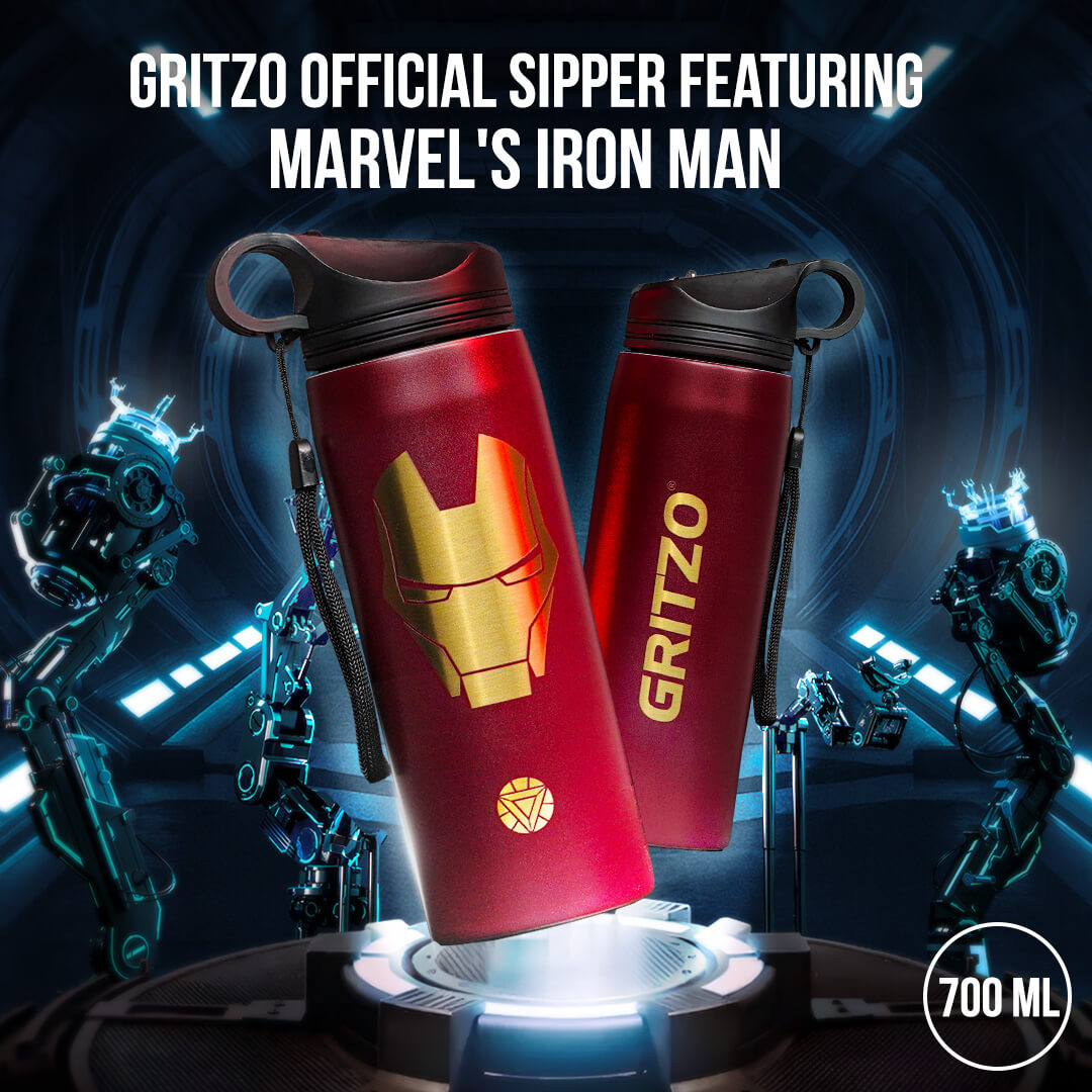 4 - Gritzo Ironman Sipper,  Red  700 ml