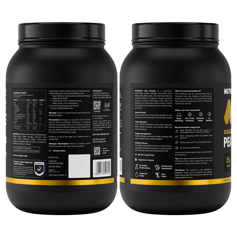 6 - Nutrabay Gold Pea Protein,  2.2 lb  Cold Coffee 
