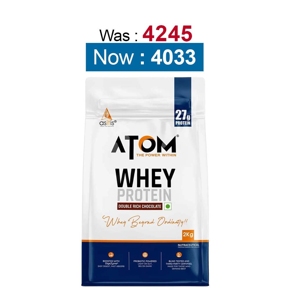 AS-IT-IS Nutrition ATOM Whey Protein with Enzymes,  4.4 lb  Double Rich Chocolate 