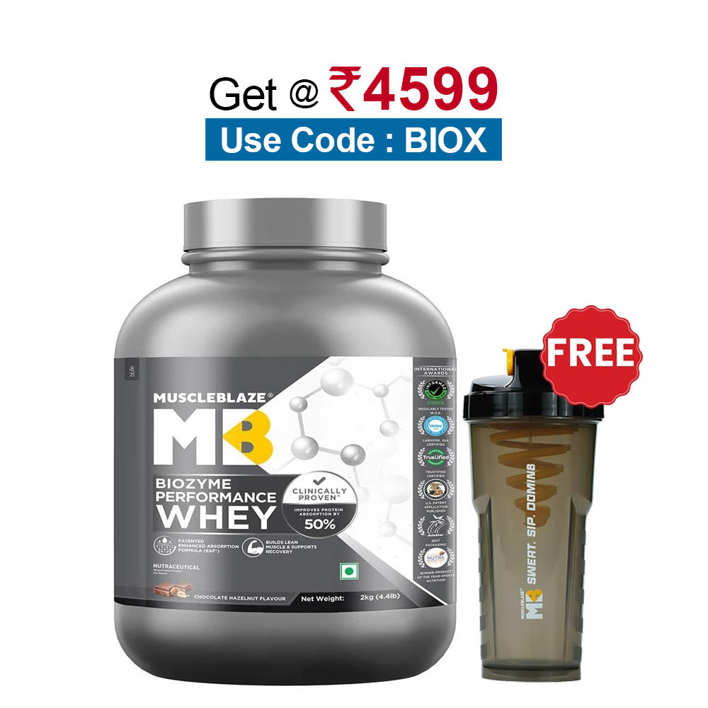 MuscleBlaze Biozyme Performance Whey, 4.4 lb Chocolate Hazelnut