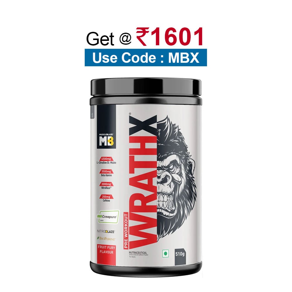 MuscleBlaze Pre Workout WrathX,  1.12 lb  Fruit Fury 