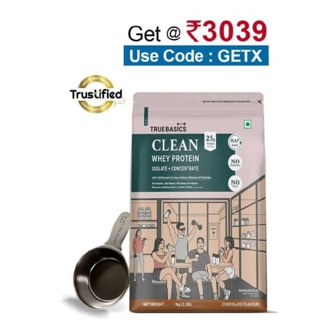 TrueBasics Clean Whey Protein (Isolate + Concentrate),  2.2 lb  Chocolate 