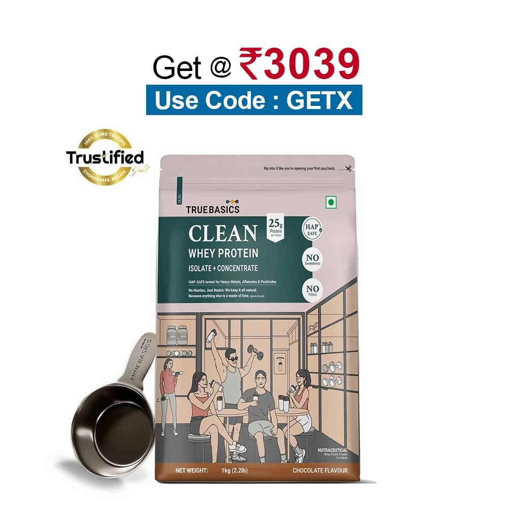 TrueBasics Clean Whey Protein (Isolate + Concentrate),  2.2 lb  Chocolate 