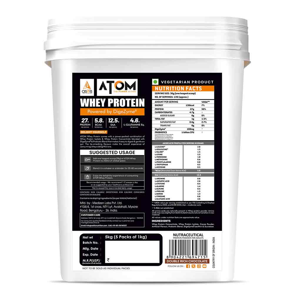 1 - AS-IT-IS Nutrition ATOM Whey Protein with Enzymes,  11 lb  Double Rich Chocolate 