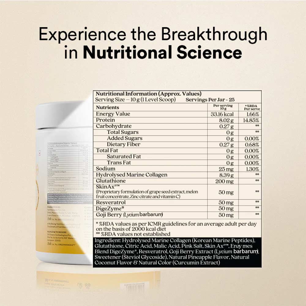 3 - Wellbeing Nutrition Glow Collagen,  250 g  Pina Colada 