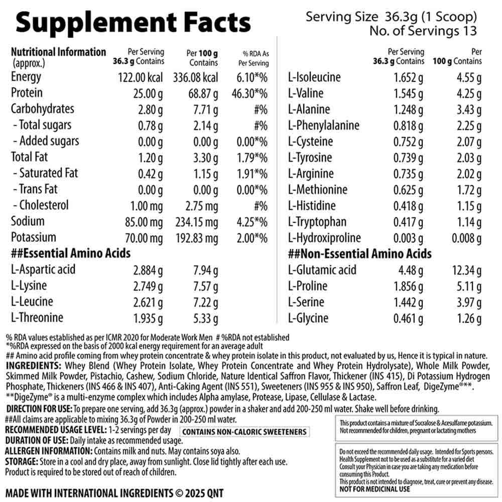 3 - QNT Prime Whey,  1.1 lb  Kesar Kaju Pista 