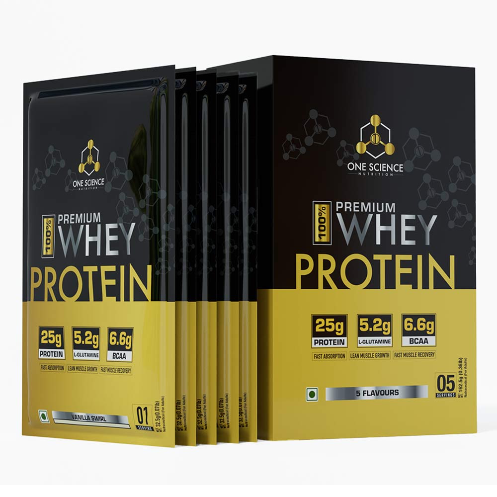 4 - One Science 100% Premium Whey Protein,  5 sachets/pack  Assorted 