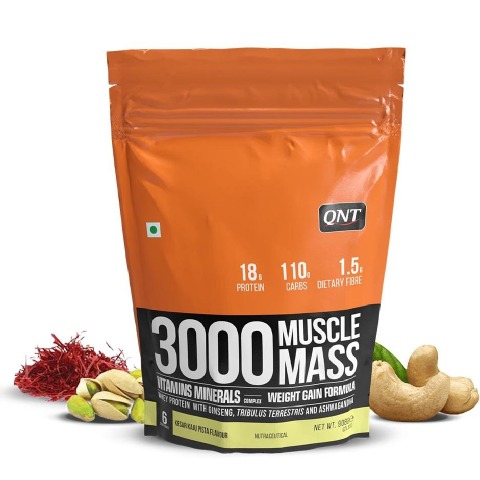 3 - QNT Muscle Mass 3000,  2 lb  Kesar Kaju Pista 