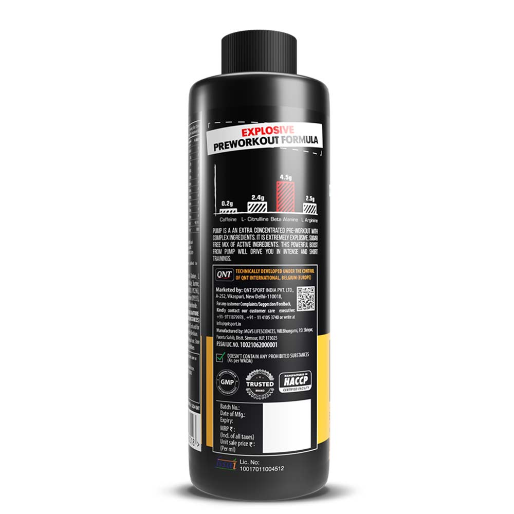 2 - QNT Pump Extra Concentrated Liquid Pre- Workout,  900 ml  Navel Orange 