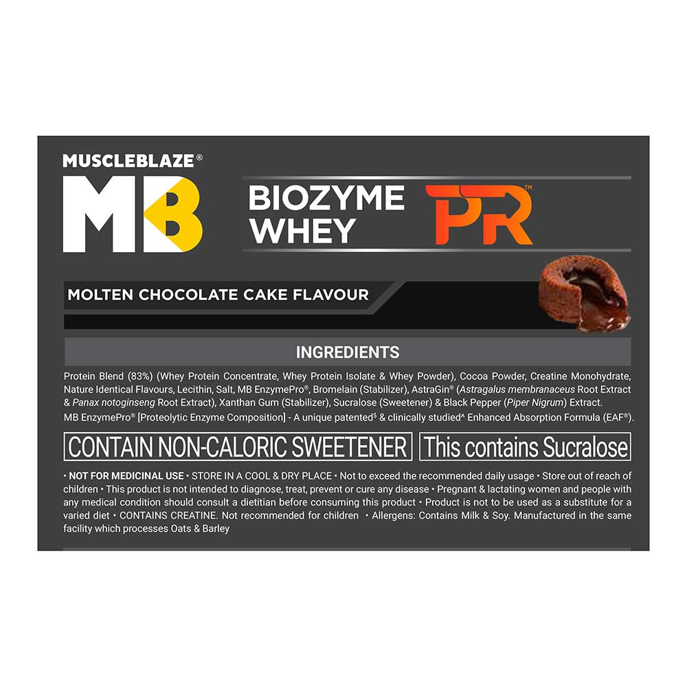 10 - MuscleBlaze Biozyme Whey PR,  4.4 lb  Refill Pouch Molten Chocolate Cake