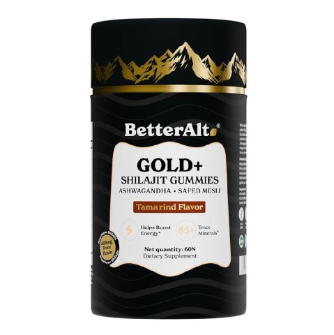 1 - BetterAlt Gold+ Shilajit flavour Taramind,  60 gummies 