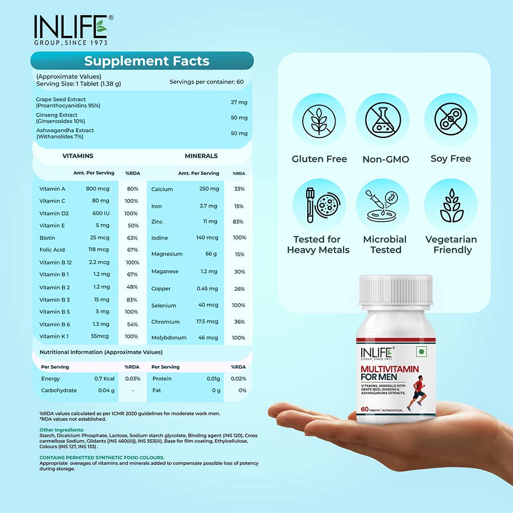 4 - INLIFE Multivitamin for Men,  60 tablet(s)  Unflavoured 