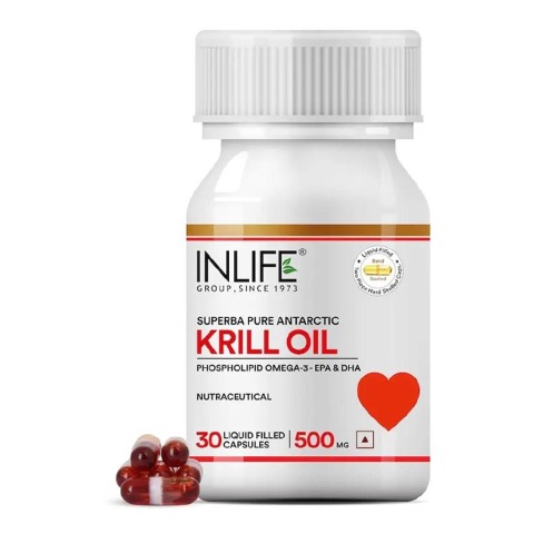 1 - INLIFE Krill Oil Omega 3 (500 mg),  30 capsules 
