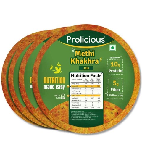 1 - Prolicious Khakhra,  Methi (Pack of 4)  170 g 