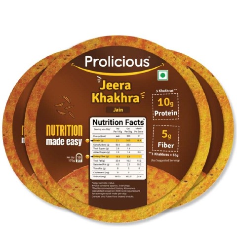 1 - Prolicious Khakhra, Jeera (Pack of 3) 170 g