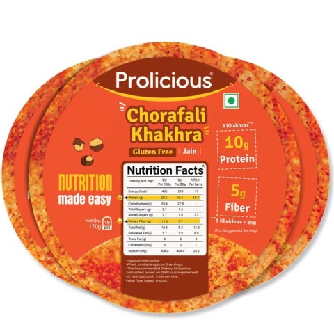 1 - Prolicious Khakhra, Chorafali (Pack of 3) 170 g