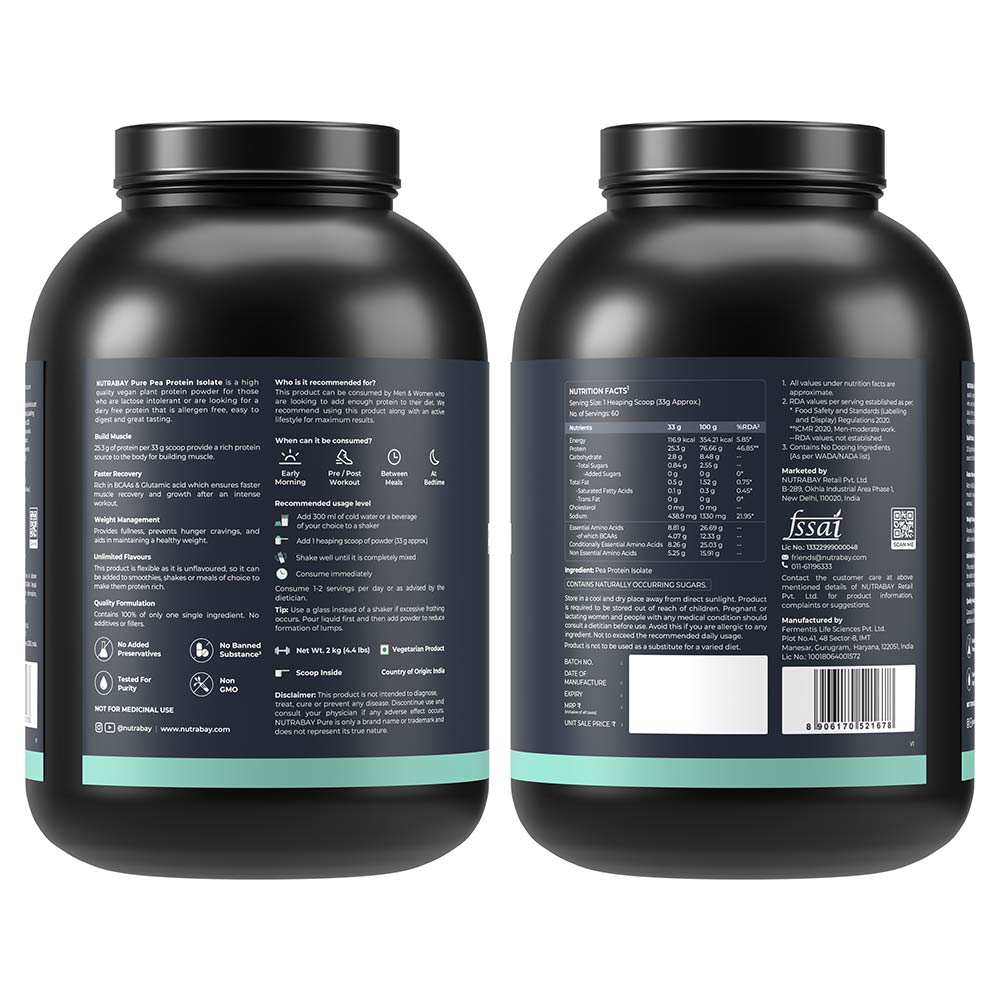 1 - Nutrabay Pure Pea Protein Isolate,  4.4 lb  Unflavoured 