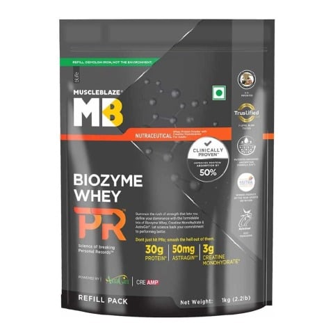 2 - MuscleBlaze Biozyme Whey PR,  2.2 lb  Refill Pouch Molten Chocolate Cake 