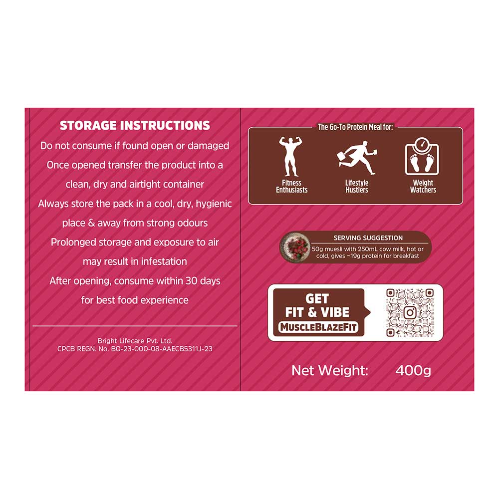 4 - MuscleBlaze High Protein Muesli,  0.4 kg  Dark Chocolate & Cranberry 