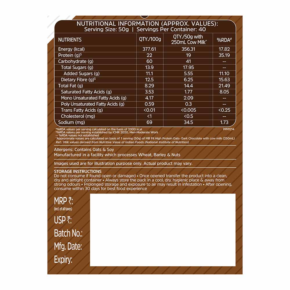 2 - MuscleBlaze High Protein Oats,  2 kg  Dark Chocolate 