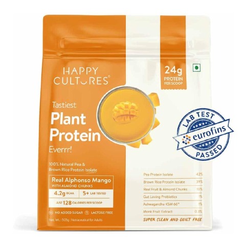 1 - Happy Cultures Tastiest Plant Protein, 1.11 lb Real Alphonso Mango with Almond Chunks
