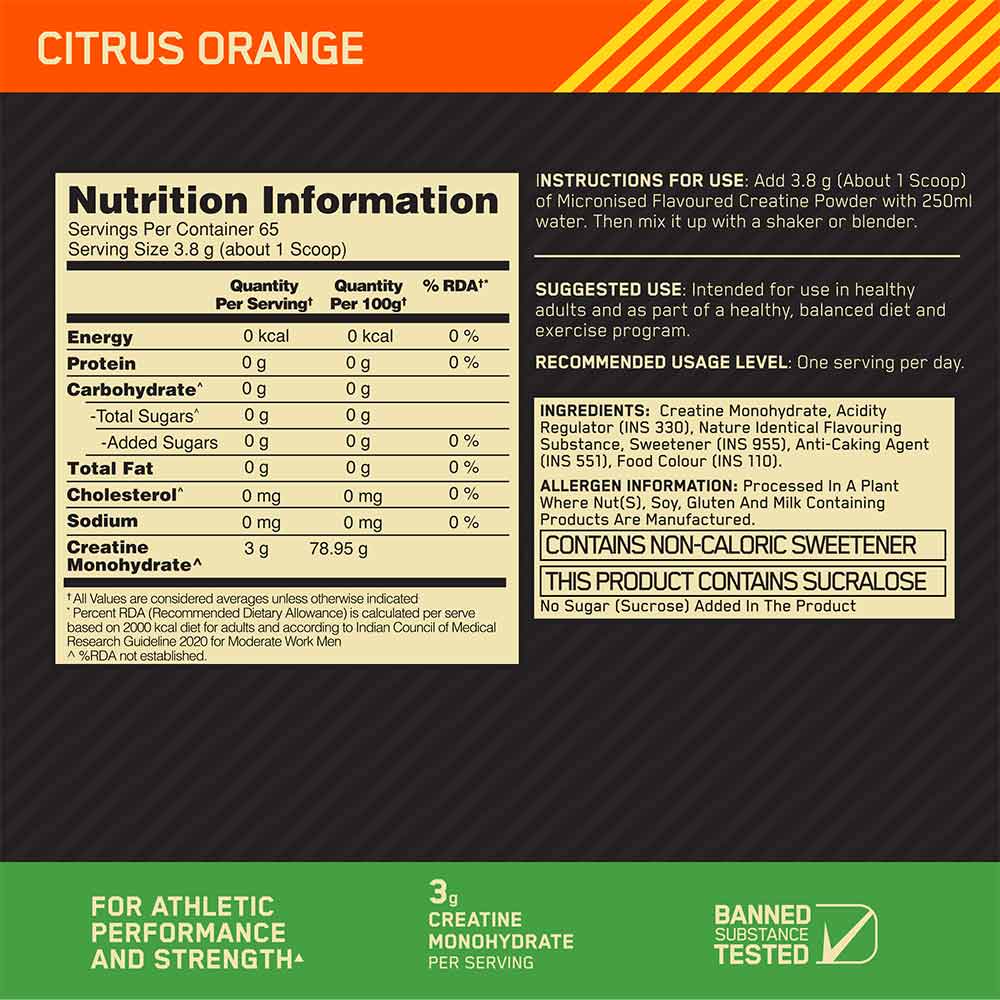 9 - ON (Optimum Nutrition) Micronized Creatine Powder,  Citrus Orange  0.55 lb 
