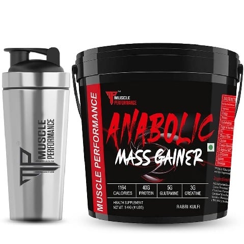 1 - Muscle Performance Anabolic Mass Gainer,  11 lb  Rabri Kulfi with Steel Shaker 