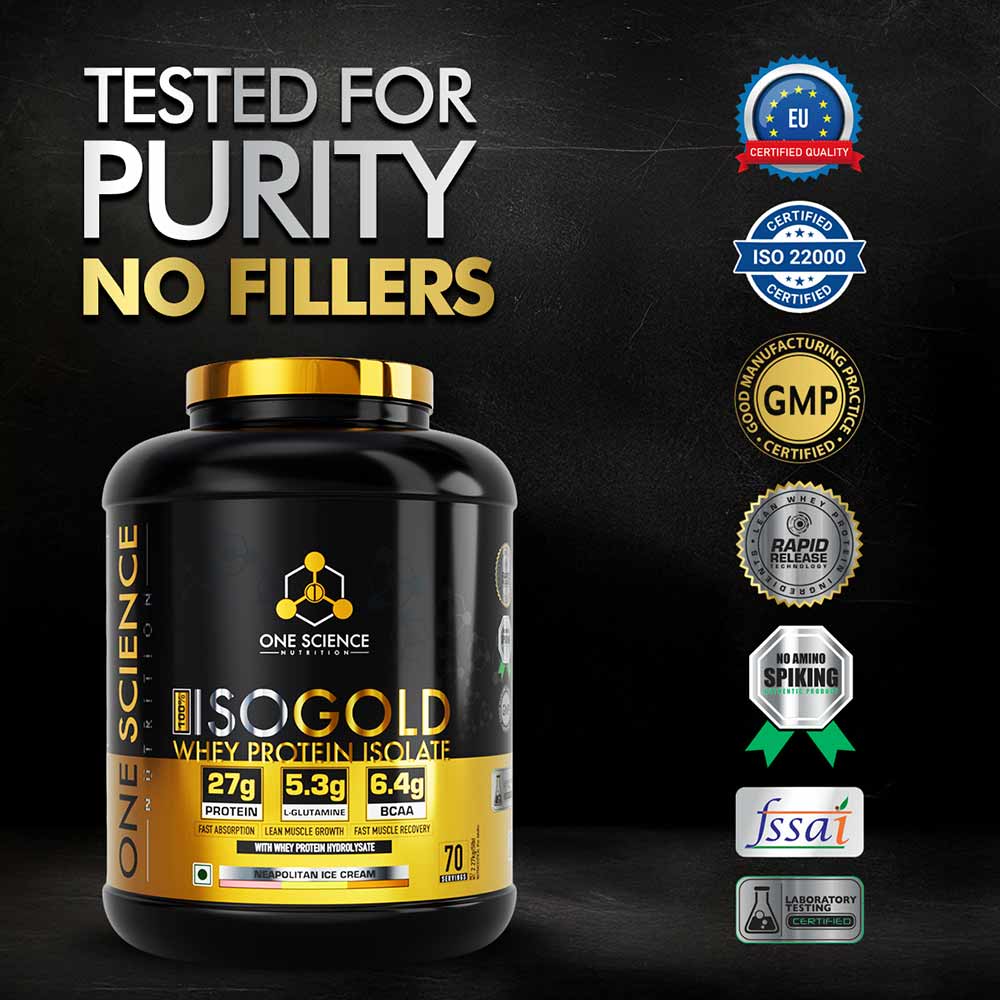 1 - One Science 100% Iso Gold Whey Protein Isolate,  5 lb  Neapolitan Ice Cream 