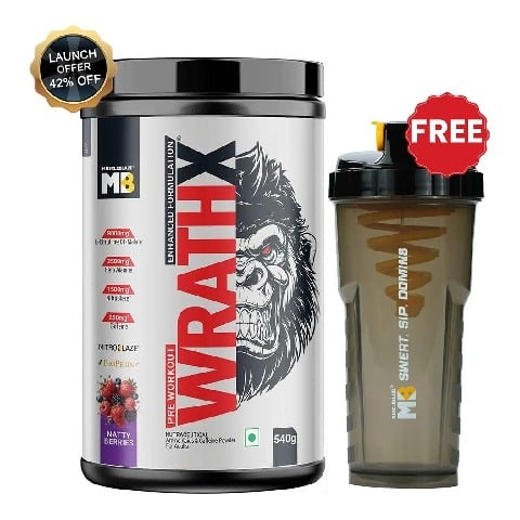 MuscleBlaze Pre Workout WrathX, 1.19 lb Natty Berries