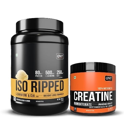 QNT ISO Ripped & Creatine Monohydrate Unflavoured 0.198 lb Combo,  2.2 lb  Kesar Malai Kulfi 