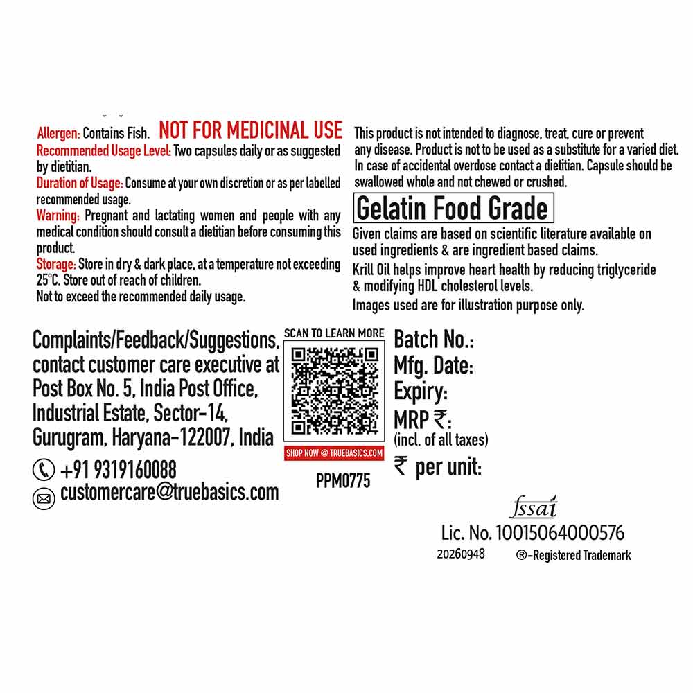 11 - TrueBasics Heart Omega-3 Antarctic Krill Oil,  30 capsules
