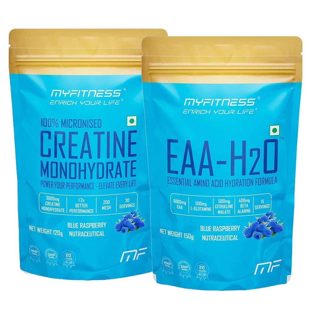 Myfitness By Paradise EAA-H2O 0.33 lb & Creatine Monohydrate Combo, Blue Raspberry (with Free Shaker & Wristband) 0.26 lb 30 Servings-image-35