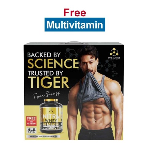 One Science Nitra Whey Tiger Combo Pack,  4 lb  Neapoliten Ice Cream with Daily Multivitamin 60 Capsules 