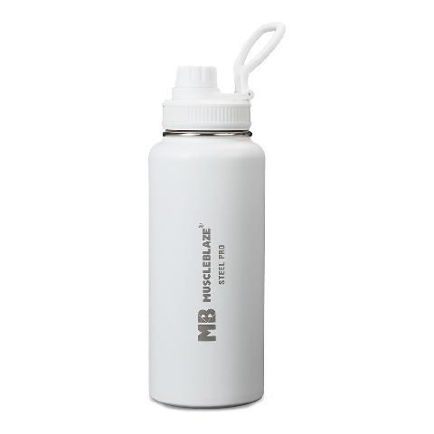 1 - MuscleBlaze Sports Insulated Steel Bottle,  Blizzard White  1 L 