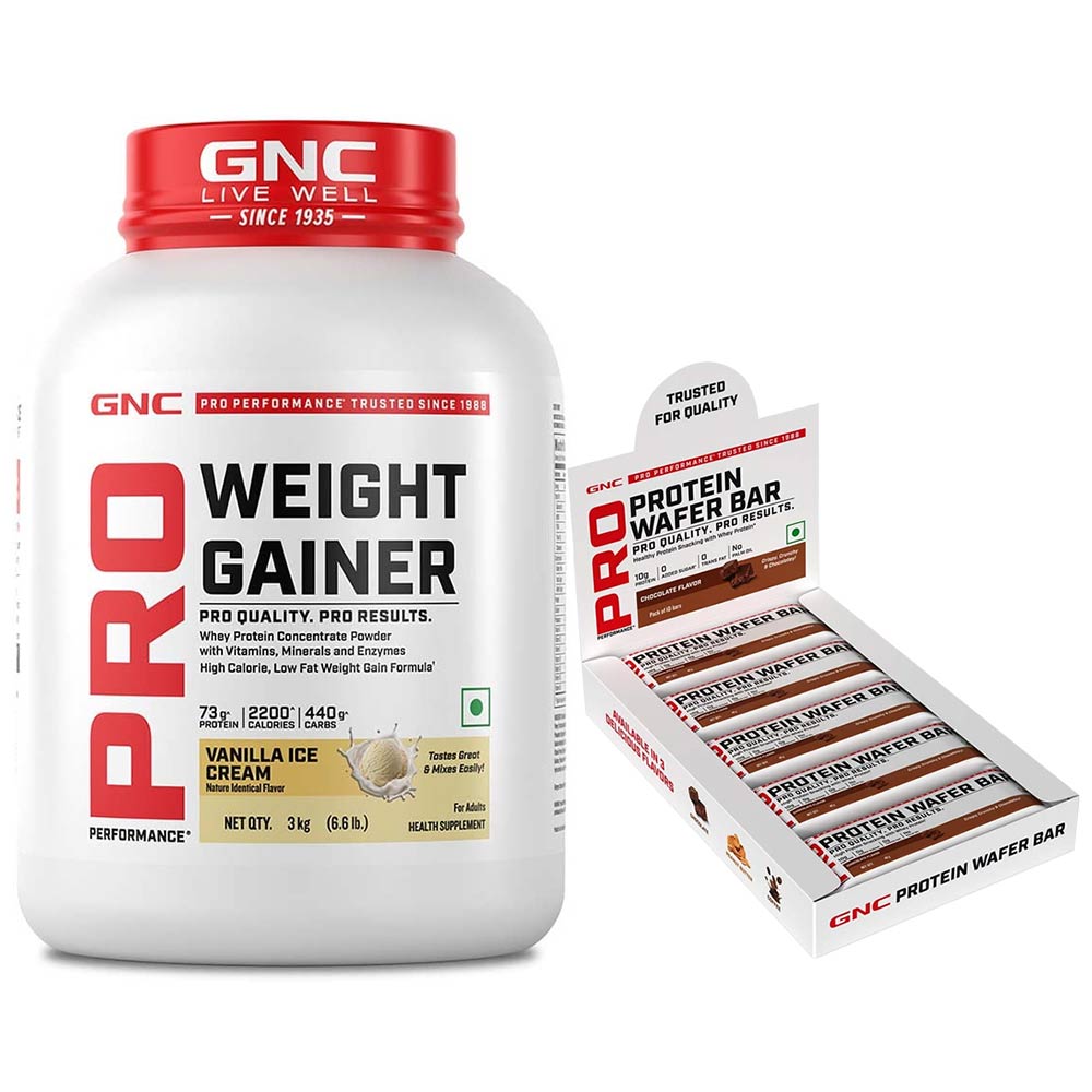 GNC Pro Performance Weight Gainer 6.6 lb Vanilla Ice Cream & Pro Performance Protein Wafer Bar 10 Bars Chocolate-picture-13