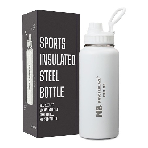 MuscleBlaze Sports Insulated Steel Bottle,  Blizzard White  1 L 