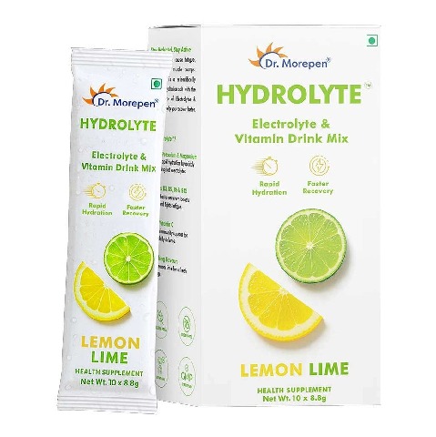 1 - Dr. Morepen Hydrolyte Electrolyte & Vitamin Drink Mix,  10 sachets/pack  Lemon Lime 
