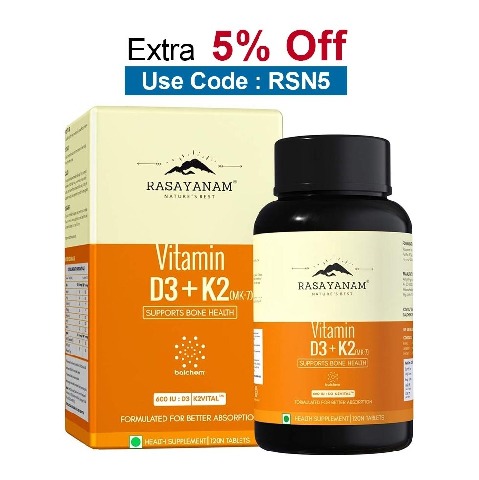 Rasayanam Vitamin D3 K2 (MK-7),  120 tablet(s)  Unflavoured 