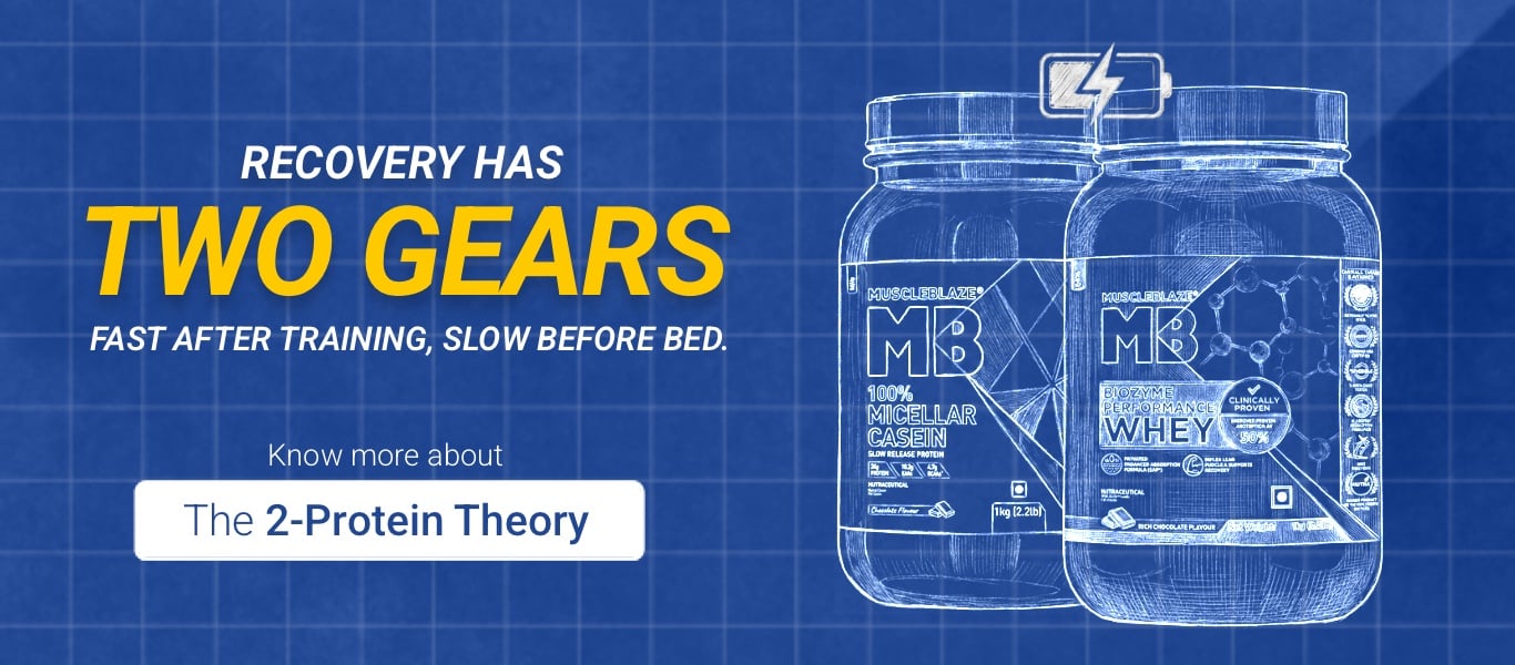 2 Protein Theory: 1 Kg Biozyme Performance Whey and Micellar Casein Combo @ 4999