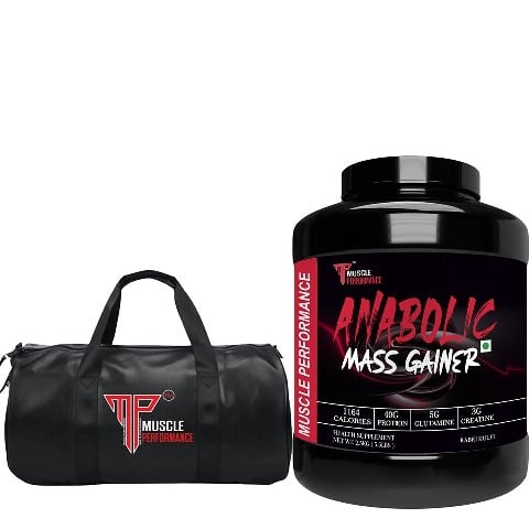 1 - Muscle Performance Anabolic Mass Gainer with Gym Bag Combo, 5.5 lb Rabri Kulfi
