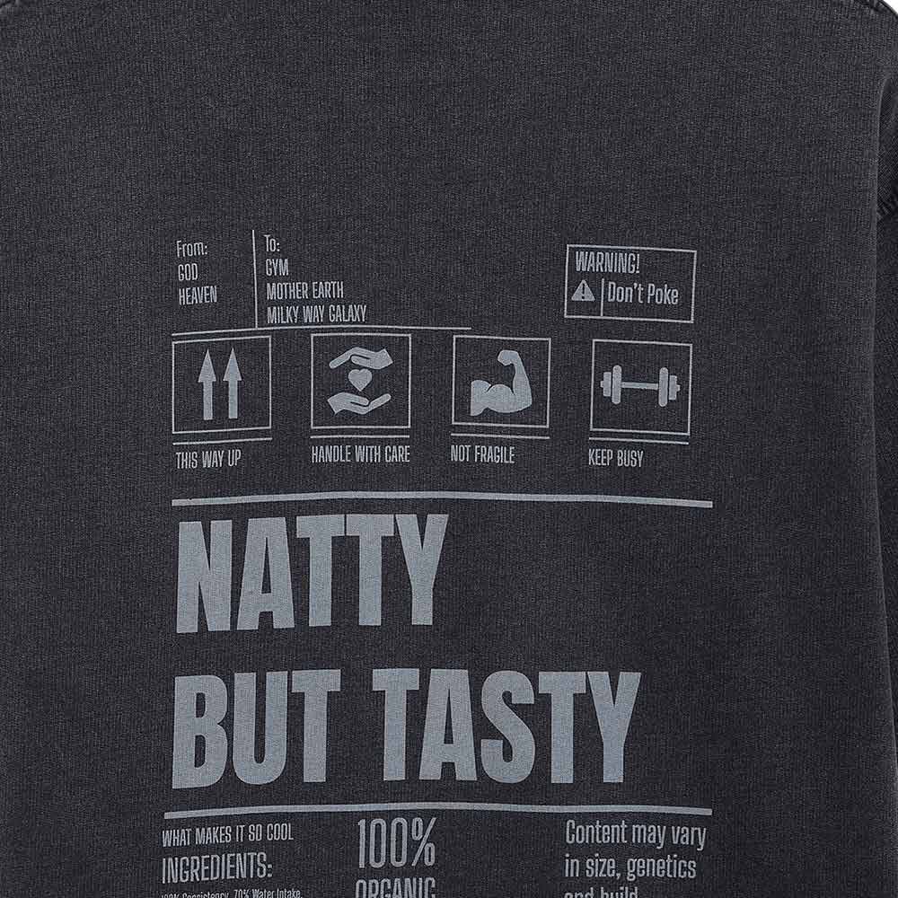 5 - MuscleBlaze Natty But Tasty Oversized Washed T-Shirt,  Medium  Light Grey