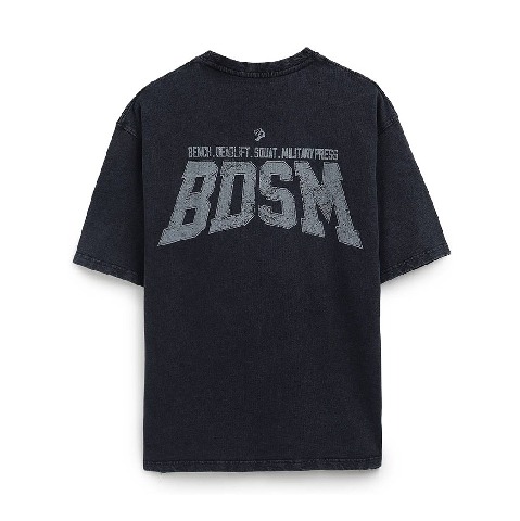 5 - MuscleBlaze BDSM Oversized Washed T-Shirt,  Medium  Blue Tint 