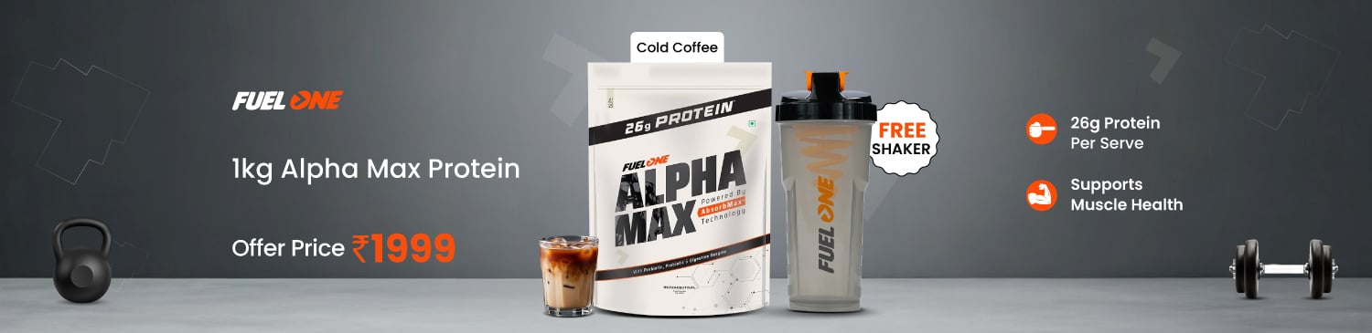 Fuel One Alpha Max Protein, 1 kg (2.2 lb), Cold Coffee|Offer Price - 1999 + Free shaker