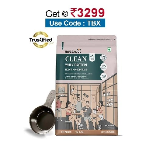 TrueBasics Clean Whey Protein (Isolate + Concentrate),  2.2 lb  Coffee 