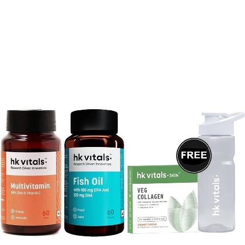 HealthKart HK Vitals Multivitamin & Fish Oil 60 Tabs Combo with Assured Freebies