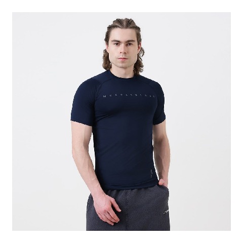1 - MuscleBlaze Air Tech Compression MuscleTee Half Sleeve,  Small  Navy 
