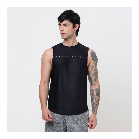 3 - MuscleBlaze Camo Dry-Fit Delt Tank,  Large  Black 